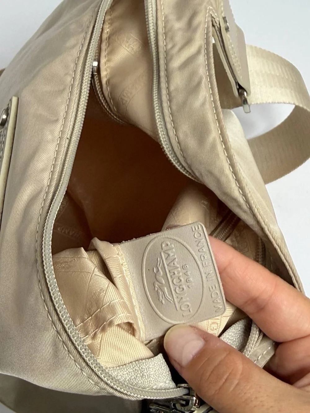 Longchamp Beige Nylon Crossbody Bag